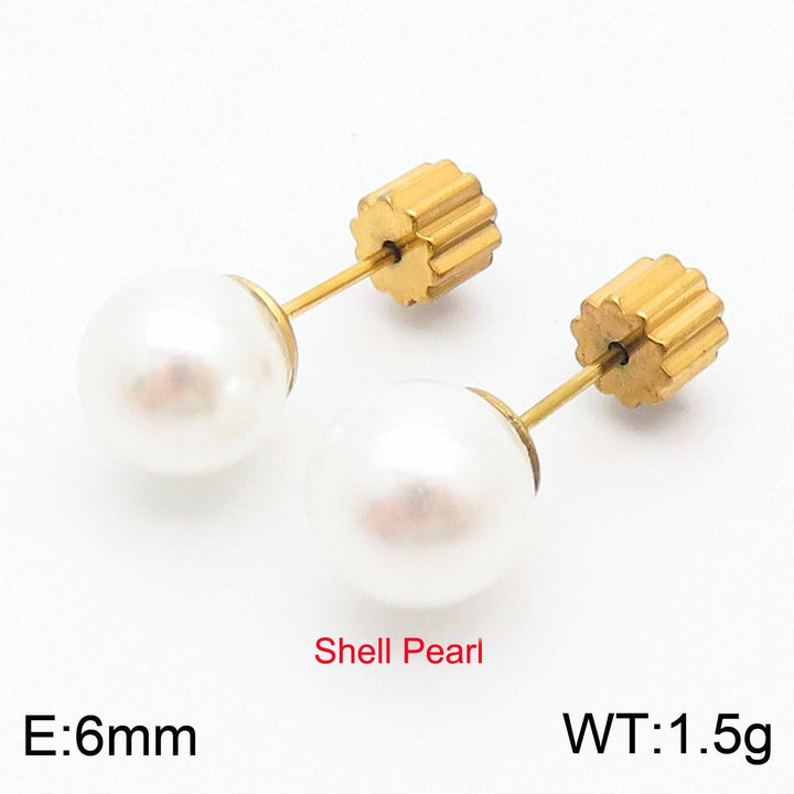 Stainless Steel 6/8/10/12mm Pearl Ball Stub Earrings - kalen