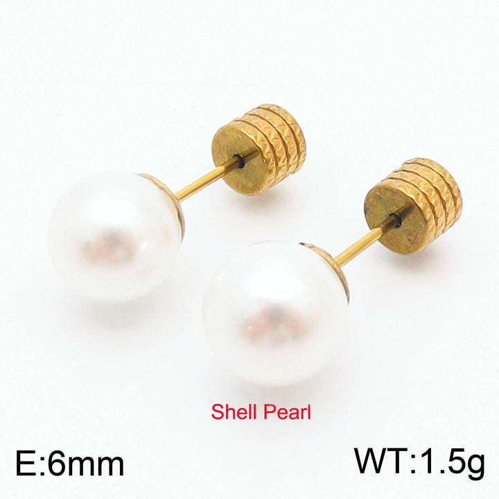 Stainless Steel 6/8/10/12mm Pearl Ball Stub Earrings - kalen