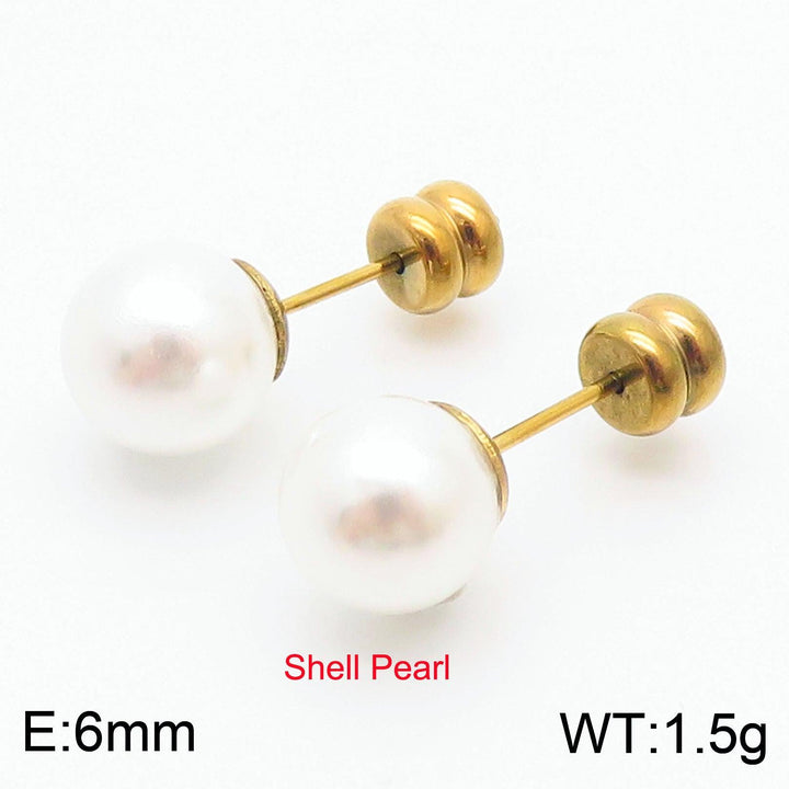 Stainless Steel 6/8/10/12mm Pearl Ball Stub Earrings - kalen