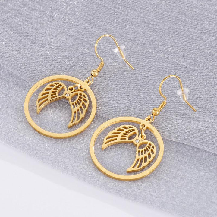 Stainless Steel Angle Round Drop Earrings - kalen