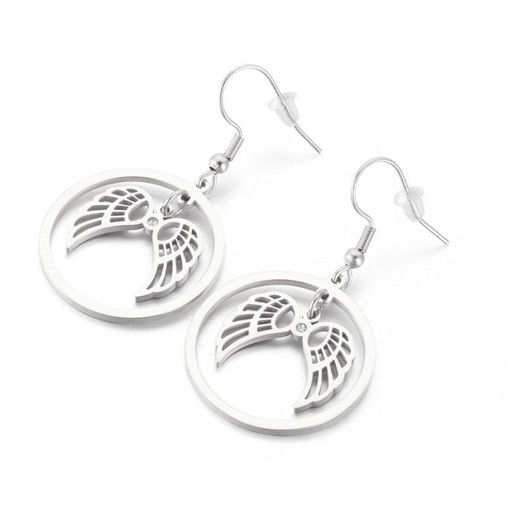 Stainless Steel Angle Round Drop Earrings - kalen