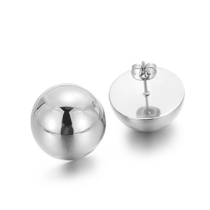 Stainless Steel Ball Shaped Chunky Hollow Stud Earrings - kalen