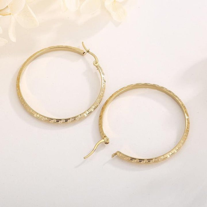 Stainless Steel Big Circle Hoop Earrings - kalen