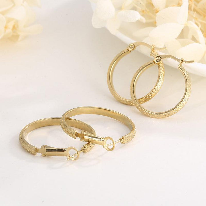 Stainless Steel Big Circle Hoop Earrings - kalen