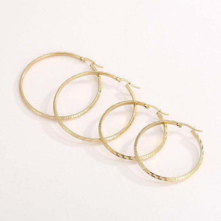 Stainless Steel Big Circle Hoop Earrings - kalen