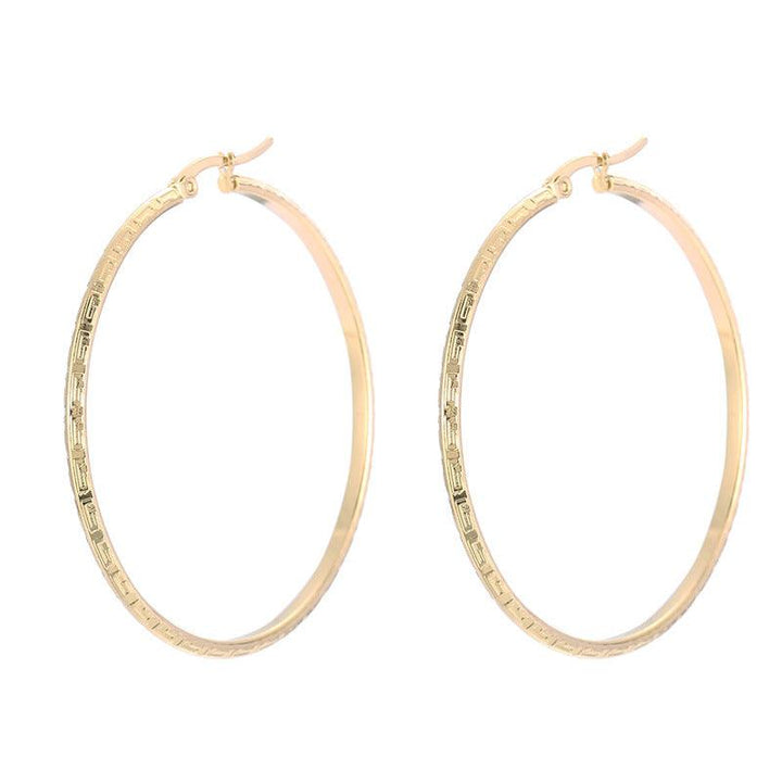 Stainless Steel Big Circle Hoop Earrings - kalen