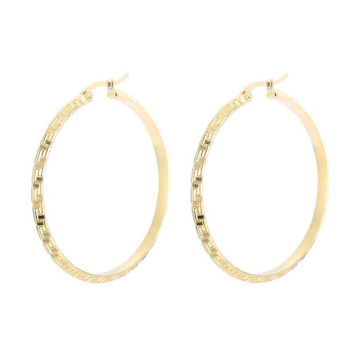 Stainless Steel Big Circle Hoop Earrings - kalen