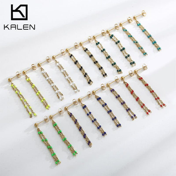 Stainless Steel Bohemia Chain Drop Earrings - kalen