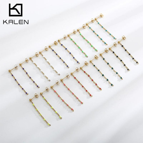 Stainless Steel Bohemia Chain Drop Earrings - kalen