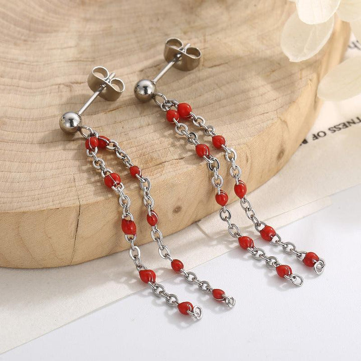 Stainless Steel Bohemia Chain Drop Earrings - kalen