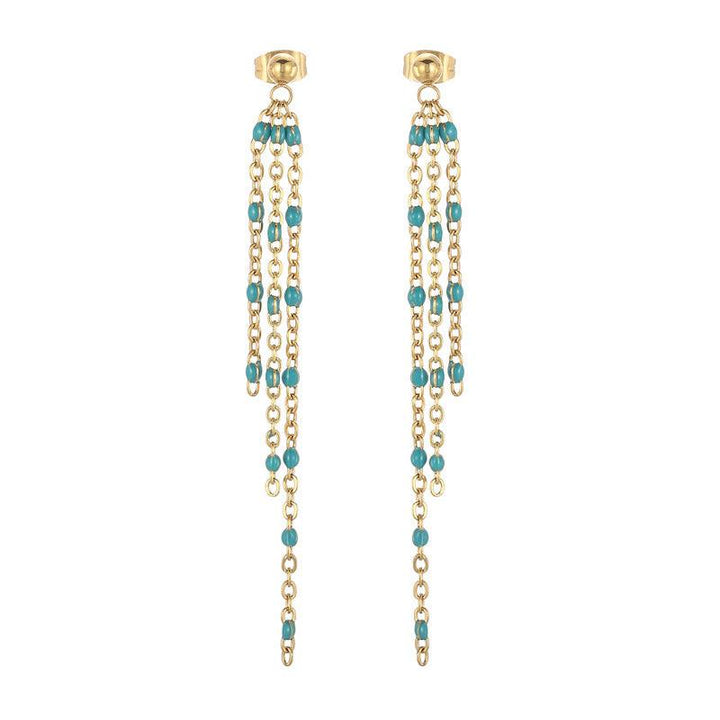 Stainless Steel Bohemia Chain Drop Earrings - kalen