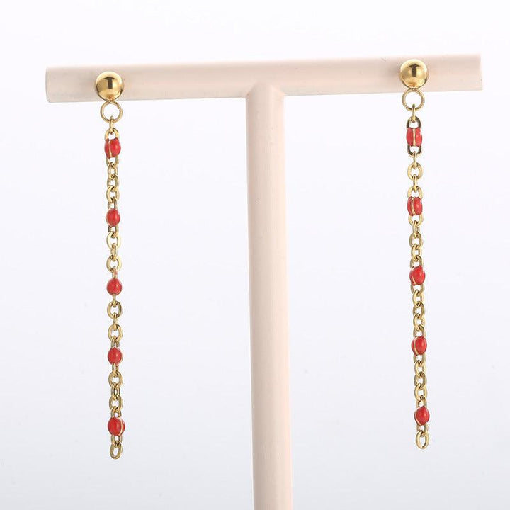 Stainless Steel Bohemia Chain Drop Earrings - kalen