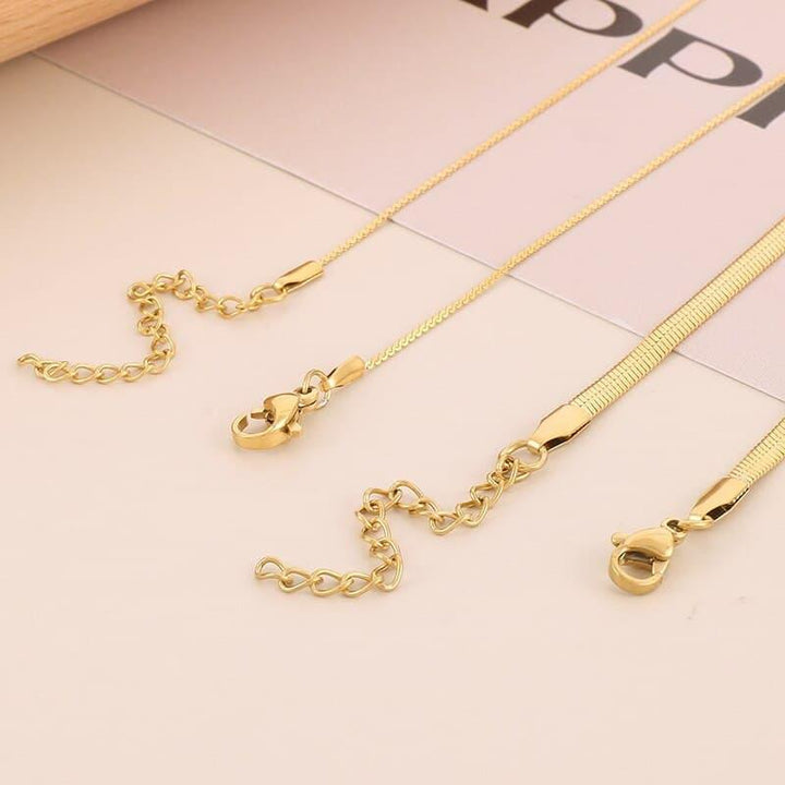 New Fashion Stainless Steel Butterfly Flat Snake Chain Tassel Necklace For Women Romantic Gold-Plated Wedding Party Jewelry.