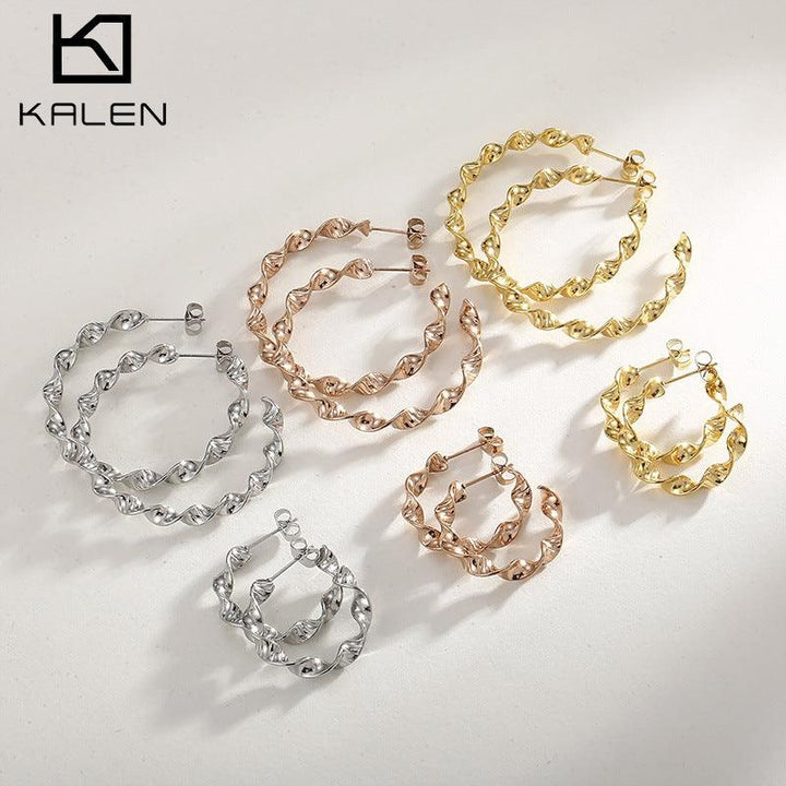 Stainless Steel C-Shape Stub Earrings - kalen