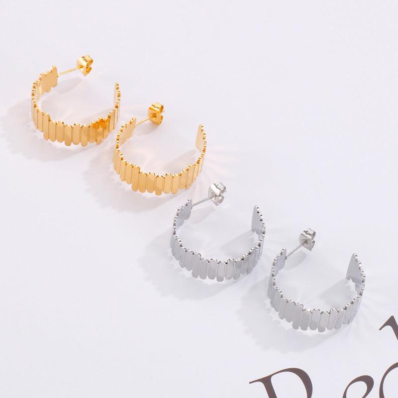 Stainless Steel C-Shape Stub Earrings KE101318-KFC – kalen
