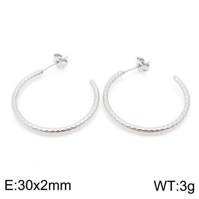 Stainless Steel C-Shape Stub Earrings - kalen