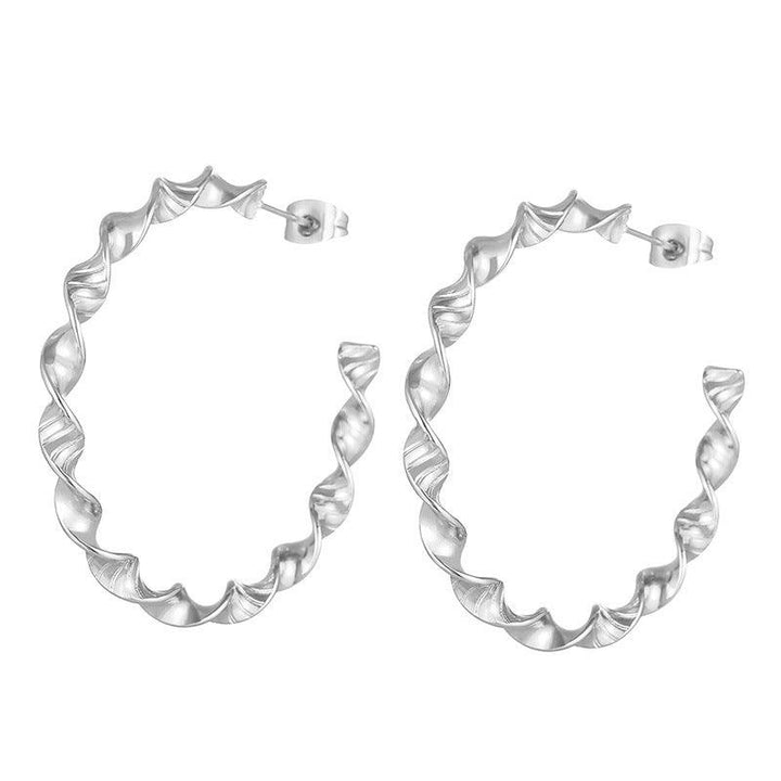 Stainless Steel C-Shape Stub Earrings - kalen