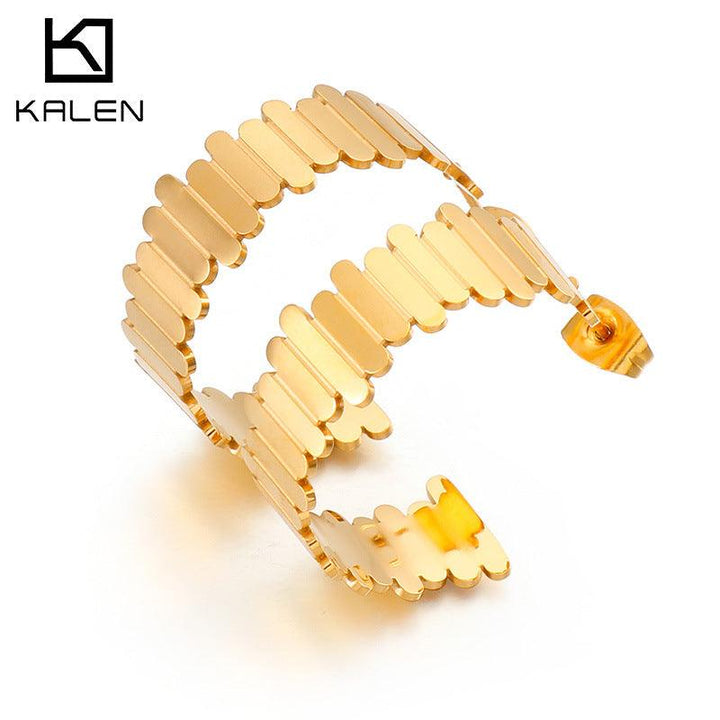 Stainless Steel C-Shape Stub Earrings - kalen