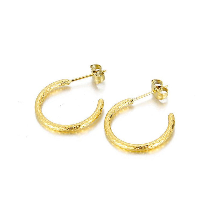 Stainless Steel C-Shape Stub Earrings - kalen