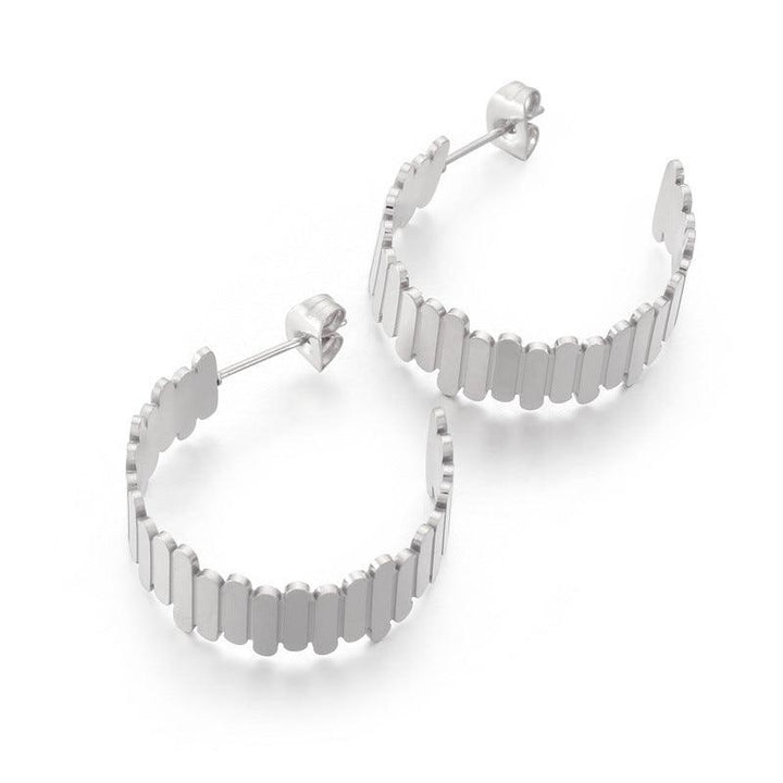 Stainless Steel C-Shape Stub Earrings - kalen