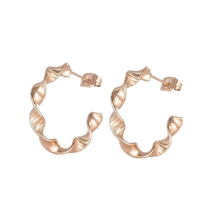 Stainless Steel C-Shape Stub Earrings - kalen