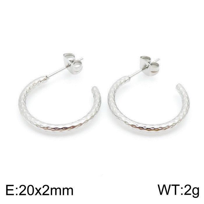 Stainless Steel C-Shape Stub Earrings - kalen