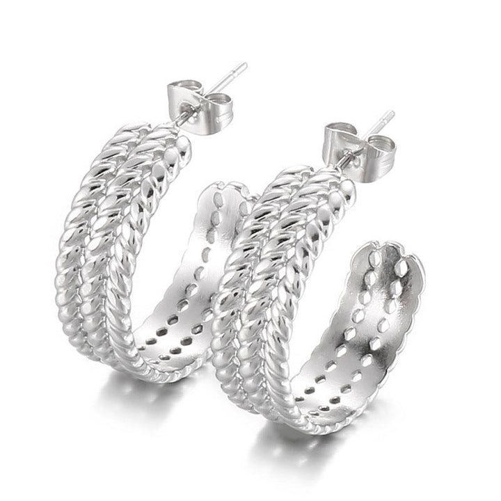 Stainless Steel C-Shape Stub Earrings - kalen