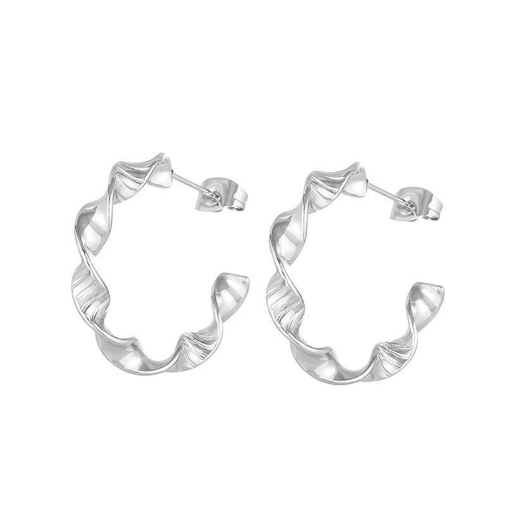 Stainless Steel C-Shape Stub Earrings - kalen