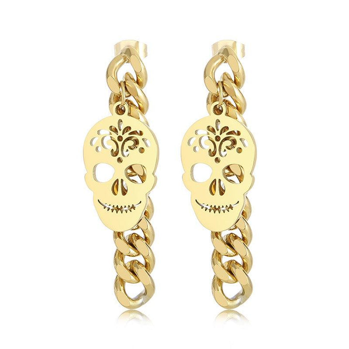 Stainless Steel Chain Cross Drop Earrings - kalen