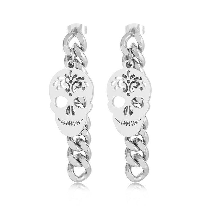 Stainless Steel Chain Cross Drop Earrings - kalen