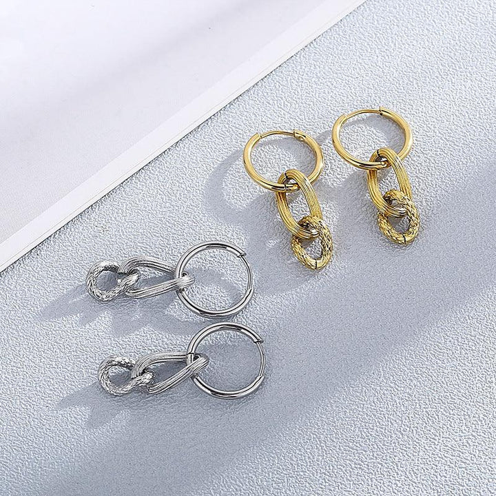 Stainless Steel Chain Drop Earrings - kalen