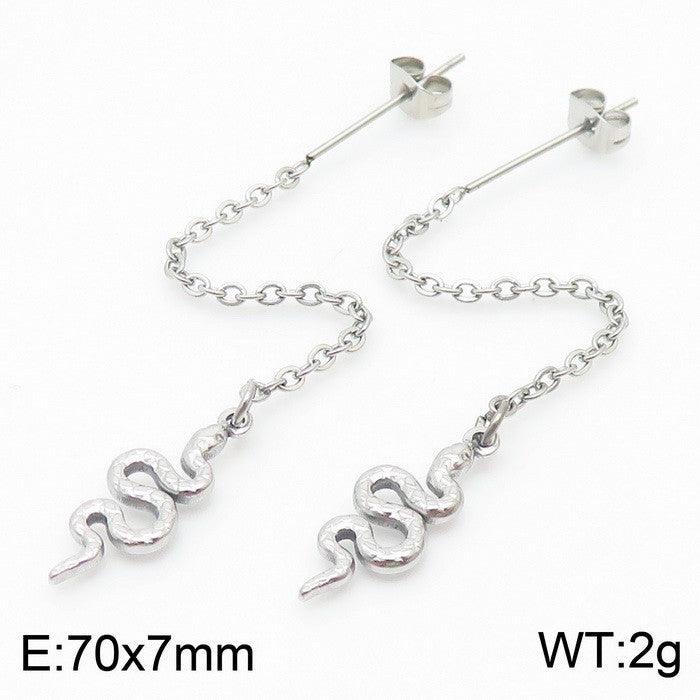 Stainless Steel Chain Snake Drop Earrings - kalen