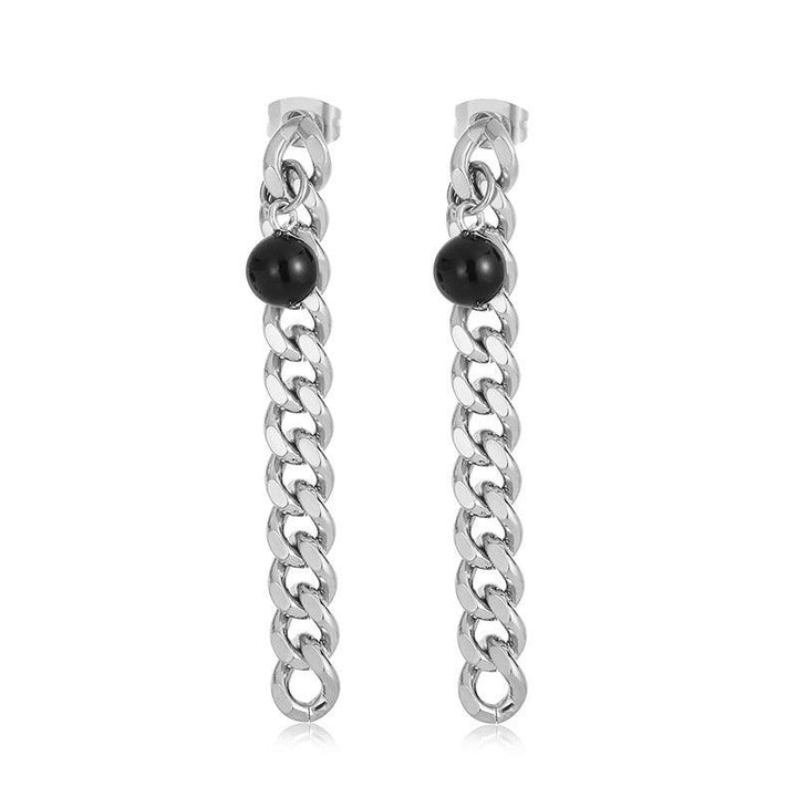 Stainless Steel Chian Crystal Glass Drop Earrings - kalen