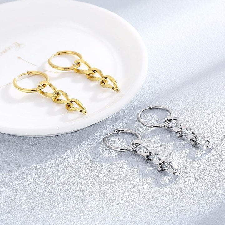 Stainless Steel Chian Drop Earrings - kalen