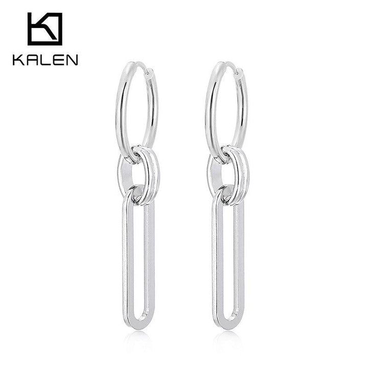 Stainless Steel Chian Drop Earrings - kalen