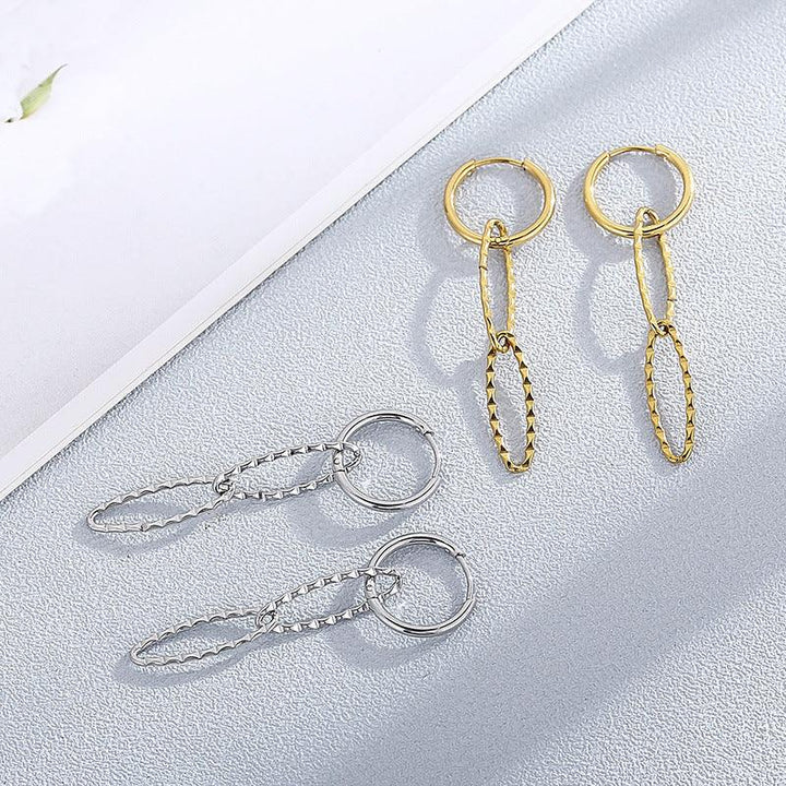 Stainless Steel Chian Drop Earrings - kalen