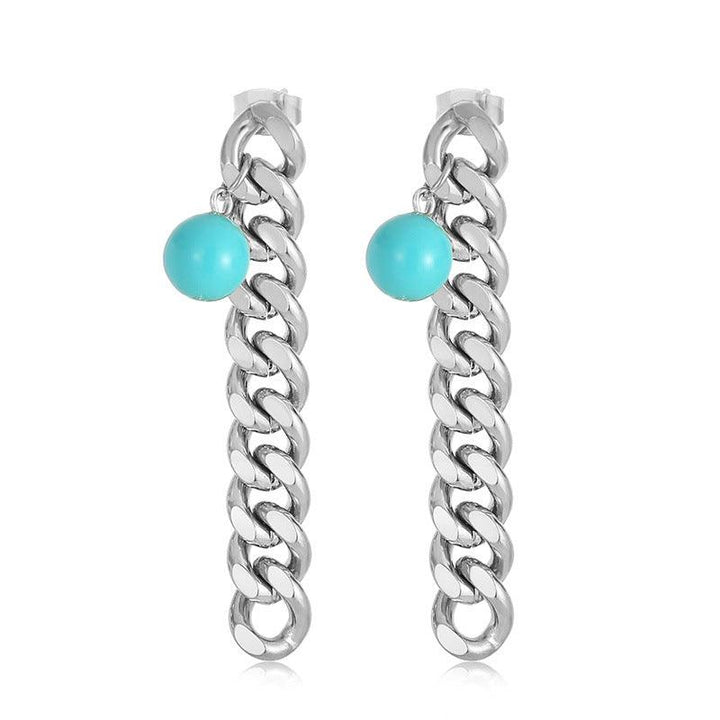 Stainless Steel Chian Drop Earrings - kalen