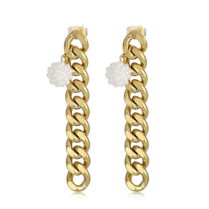 Stainless Steel Chian Drop Earrings - kalen