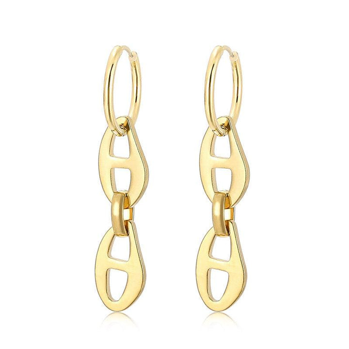 Stainless Steel Chian Drop Earrings - kalen