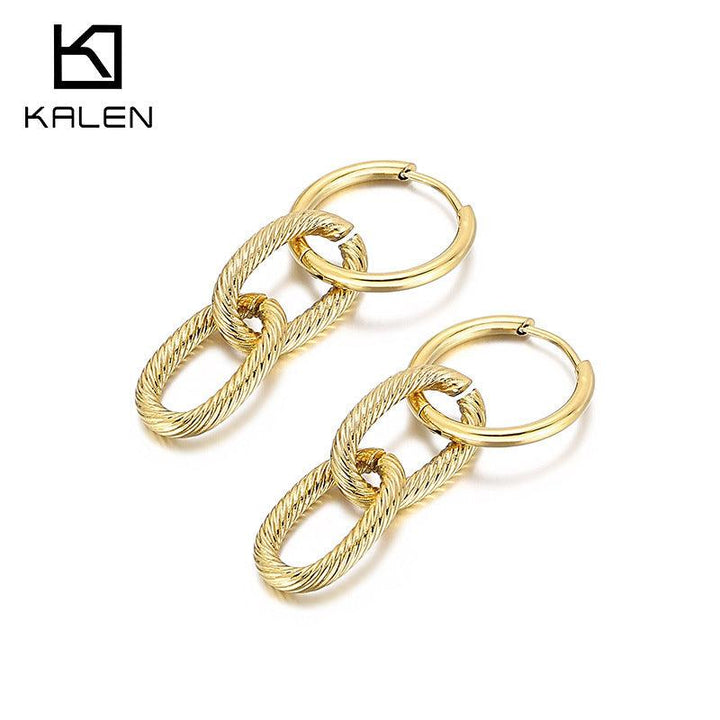 Stainless Steel Chian Drop Earrings - kalen