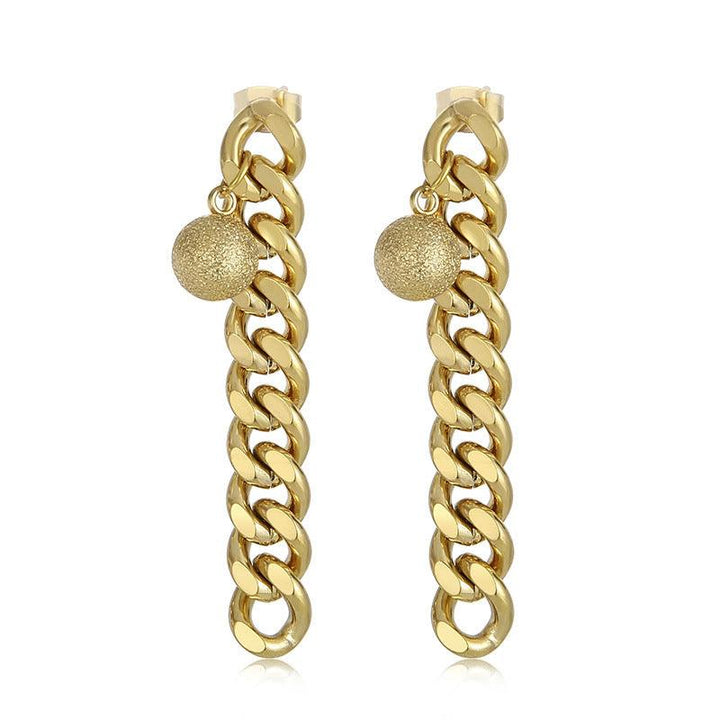 Stainless Steel Chian Drop Earrings - kalen