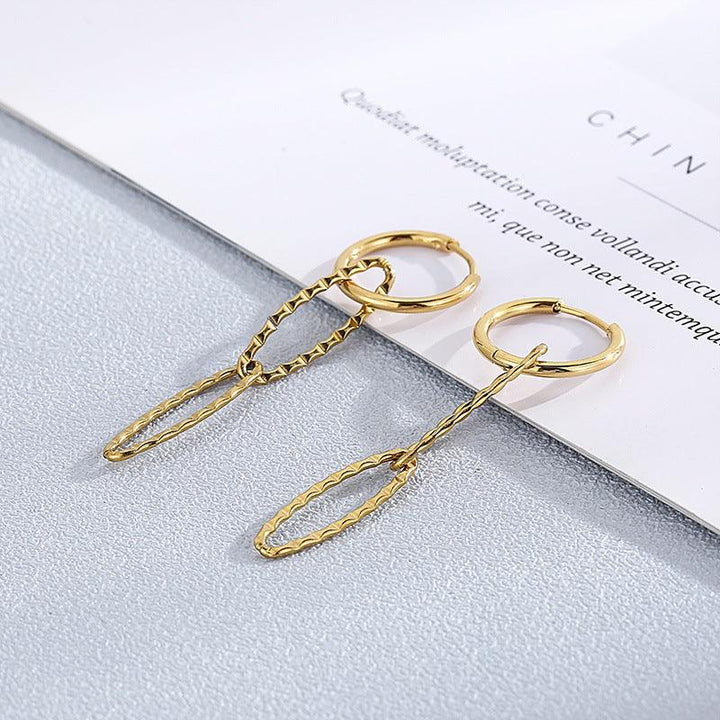 Stainless Steel Chian Drop Earrings - kalen