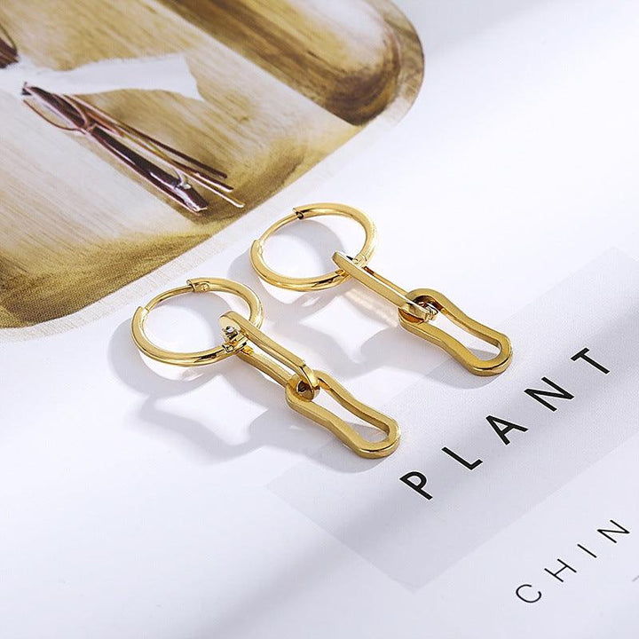 Stainless Steel Chian Drop Earrings - kalen