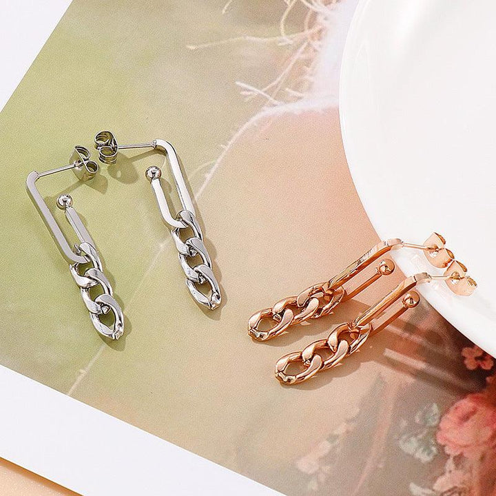 Stainless Steel Chian Drop Earrings - kalen