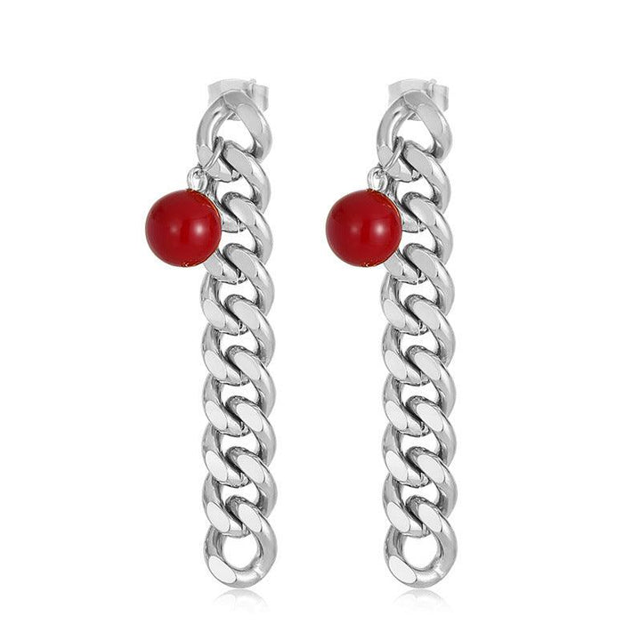 Stainless Steel Chian Drop Earrings - kalen