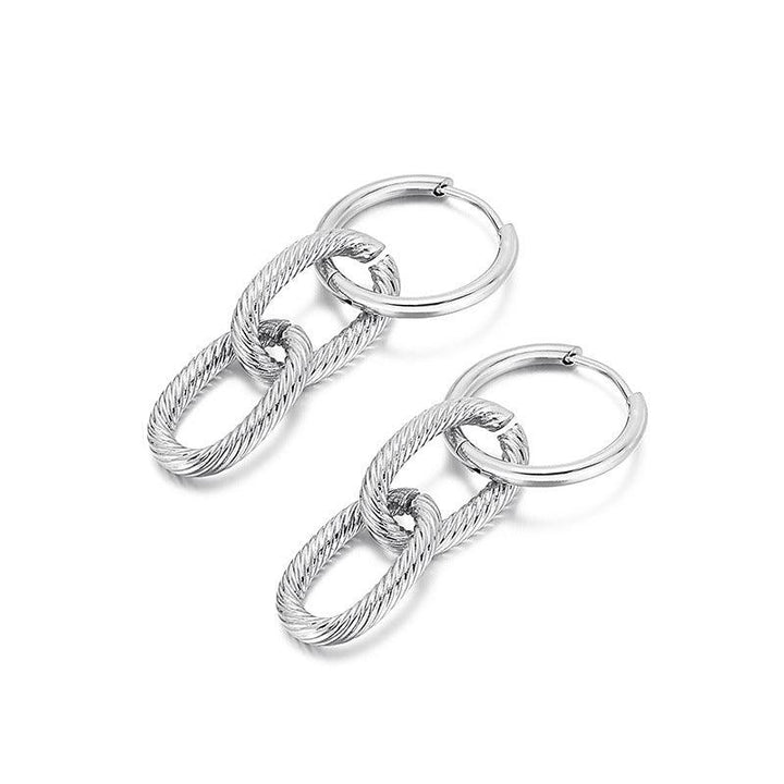 Stainless Steel Chian Drop Earrings - kalen