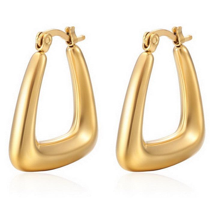 Stainless Steel Chunky Hollow U-Shape Hoop Earrings - kalen