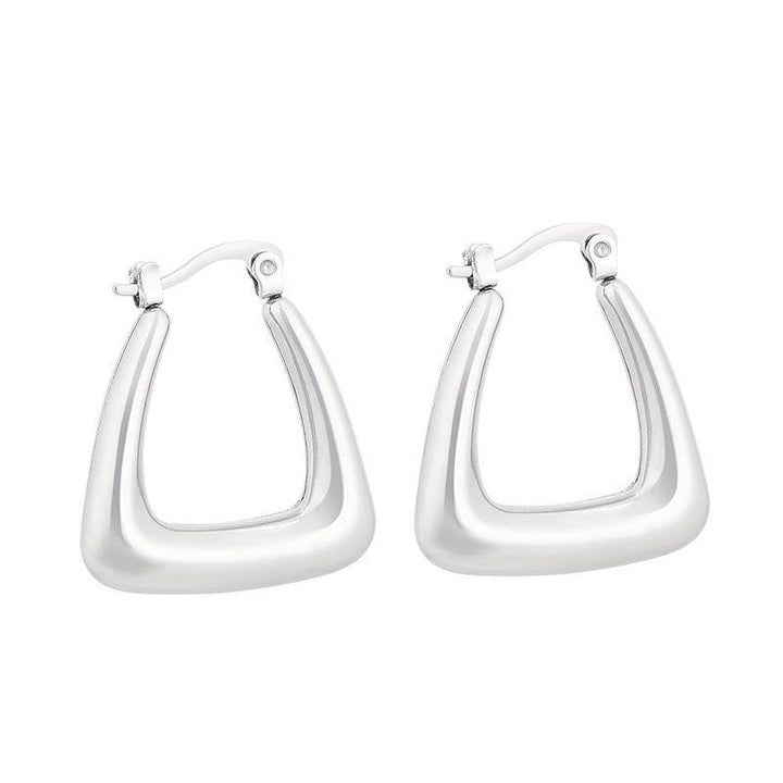 Stainless Steel Chunky Hollow U-Shape Hoop Earrings - kalen