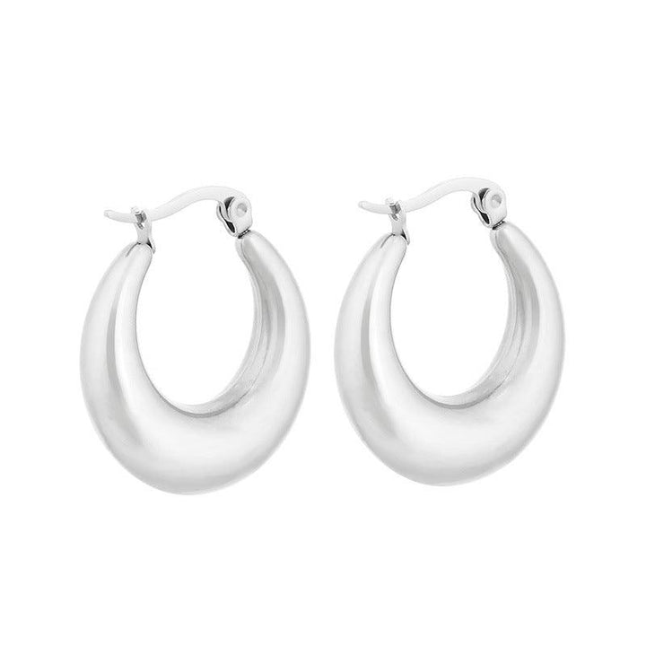 Stainless Steel Chunky Hollow U-Shape Hoop Earrings - kalen