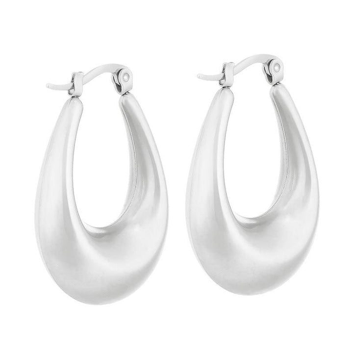 Stainless Steel Chunky Hollow U-Shape Hoop Earrings - kalen